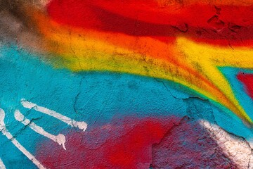 Vibrant graffiti art with abstract patterns in neon red, yellow, blue. 90s street art vibe, vivid...