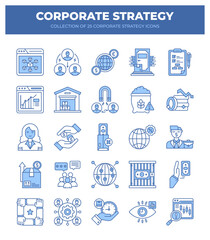 Corporate Strategy Icons. Collection of 25 Essential Business Strategy Icons