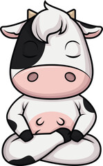Cow Character Meditating Vector Image