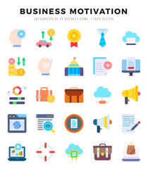 BUSINESS MOTIVATION icons set for website and mobile site and apps.