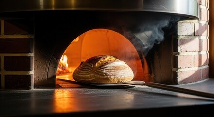 Artisanal bread baking in traditional wood-fired oven