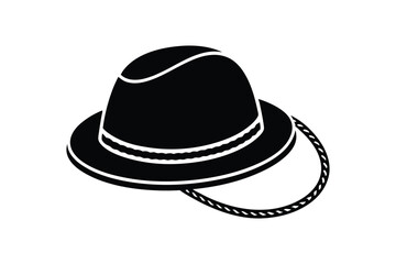 Silhouette art illustration of a Bavarian hat with a decorative rope band.eps