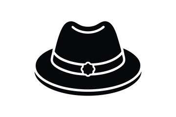 Silhouette art illustration of a simple Bavarian felt hat.eps