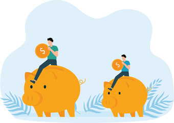 Financial education illustration set and Student characters investing money in education and knowledge. Personal finance management and financial literacy concept