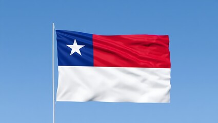 Naklejka premium Chilean Flag A Vibrant Symbol of National Pride, History, and Identity, Waves Proudly in the Clear Blue Sky