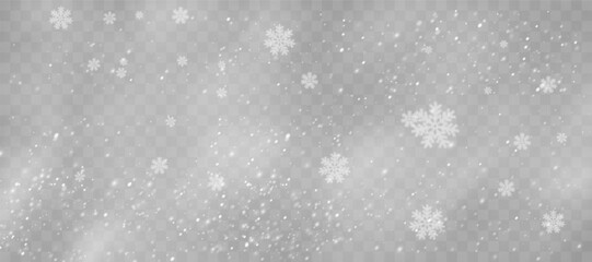 Snowstorm particles swirl over deep blue horizon. Frozen snowflakes sparkle in cold seasonal wind. Heavy snow falls with natural randomness. Transparent flake overlays suit winter-themed designs.