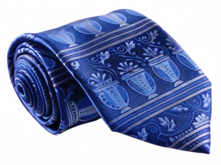 Rolled blue tie isolated on a white background png ai generated