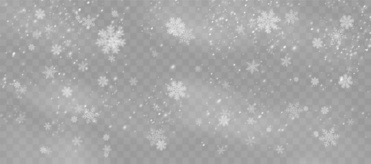 Snowstorm particles swirl over deep blue horizon. Frozen snowflakes sparkle in cold seasonal wind. Heavy snow falls with natural randomness. Transparent flake overlays suit winter-themed designs.