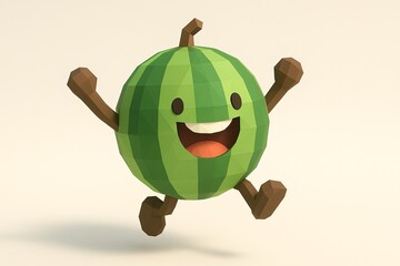 3D style of water melon fruit character