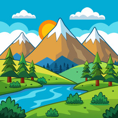 landscape with mountains
