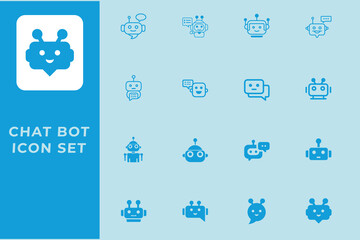 chat bot  icon and   multiple style collection for illustration. Artificial intelligence bot vector.