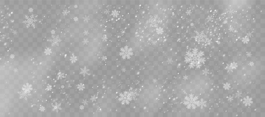 Overlay snow glows with gentle sparkling tones. Crystals float across transparent empty space. Vector snowflakes evoke winter magic. Snow overlay fits greeting cards and posters.
