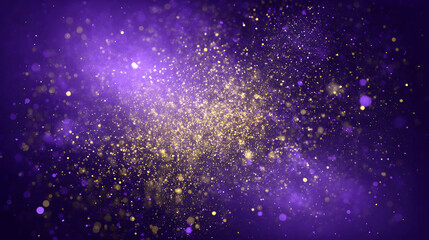 Gold and purple glitter background with bokeh and elegant gradient
