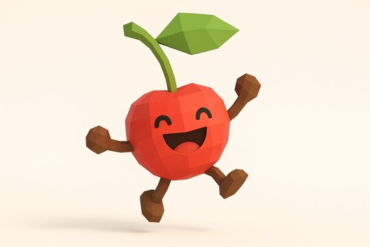 3D style of cherry fruit character