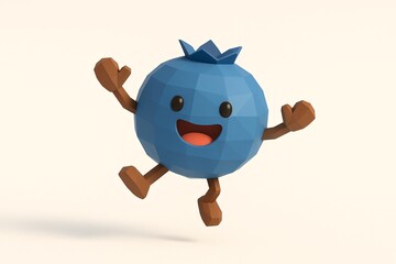 3D style of Blueberry fruit character