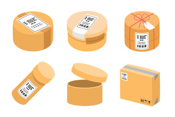 Cardboard Box Shipping and Packaging Vector Set 
