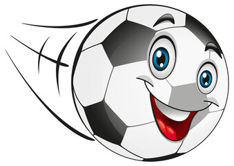 funny smiley face in the form of a flying soccer ball