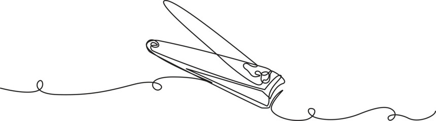 continuous one line art of nail clipper icon. this icon is for manicure and pedicure salon banner, Vector Illustration.