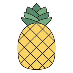 PINEAPPLE fruit illustration plant icon simple modern minimalist symbol element sticker botanical decoration flat clean vector outline cute