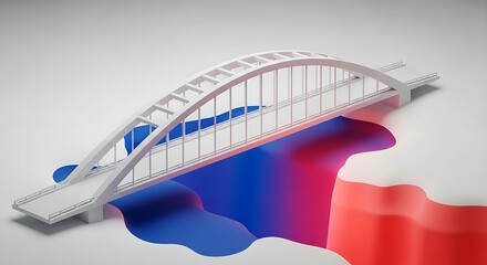 Modern White Arch Bridge Abstract Architectural Design Illustration