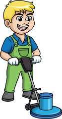 Man Using Floor Polisher Vector Image