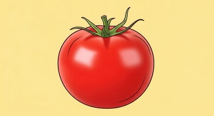 Fresh tomato on soft yellow background
