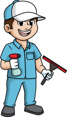Male Window Cleaner Vector Image