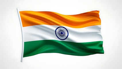 India's National Flag Saffron, White, Green Stripes, Ashoka Chakra Symbol, Waving Proudly, Indian Flag, National Identity, Independence Day