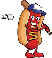 Hot Dog Holding Baseball Bat Vector Image