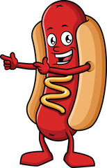 Hot Dog Pointing To The Side Vector Image