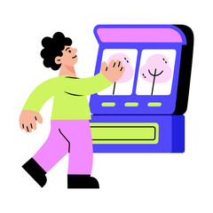 A flat style illustration showing a game machine