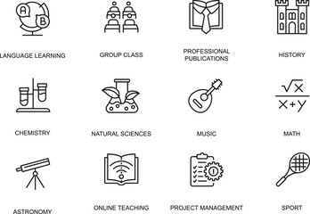 Comprehensive Icon Set Education, Science, Music & More -  Vector Illustrations
