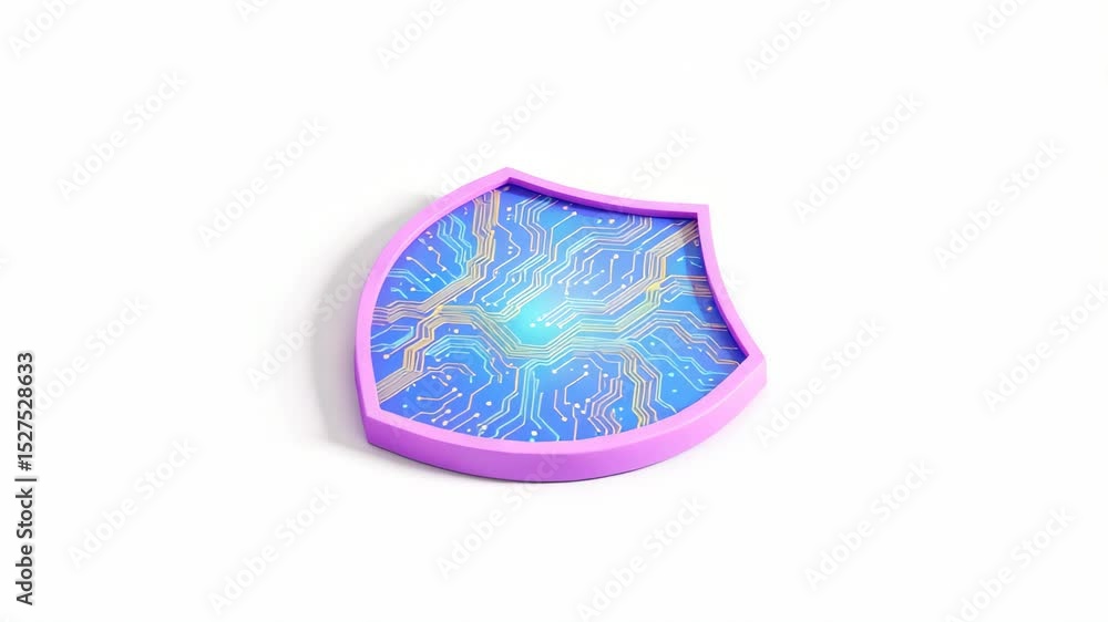 Poster vpn virtual private network cybersecurity concept, digital shield with circuit patterns on a blue ba