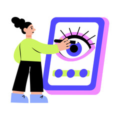 A flat style illustration showing a robotic eye
