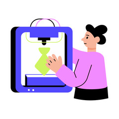Flat style illustration showing an additive manufacturing