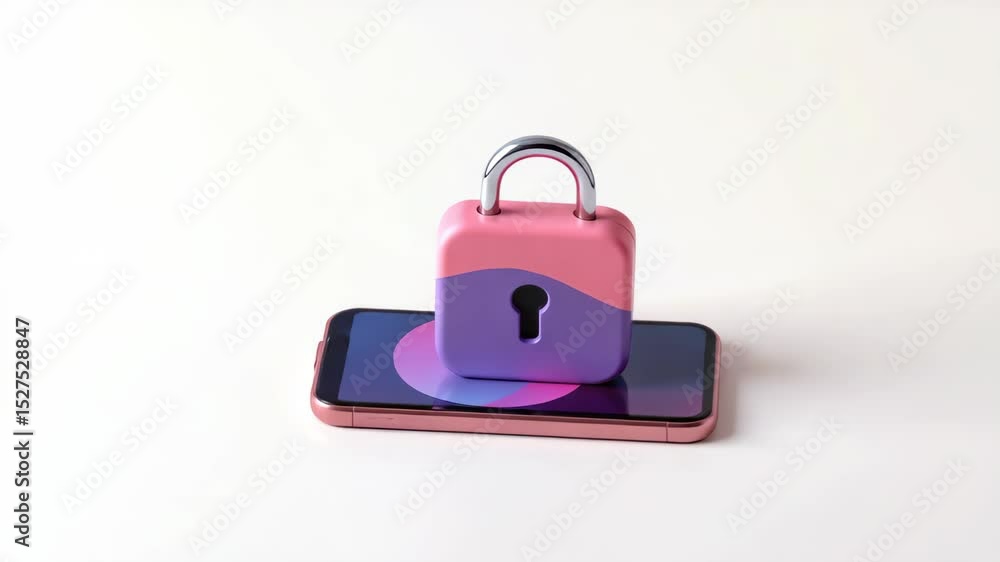 Poster vpn virtual private network cybersecurity concept, lock on smartphone symbolizing digital security a