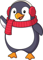 Winter Penguin Waving Vector Image