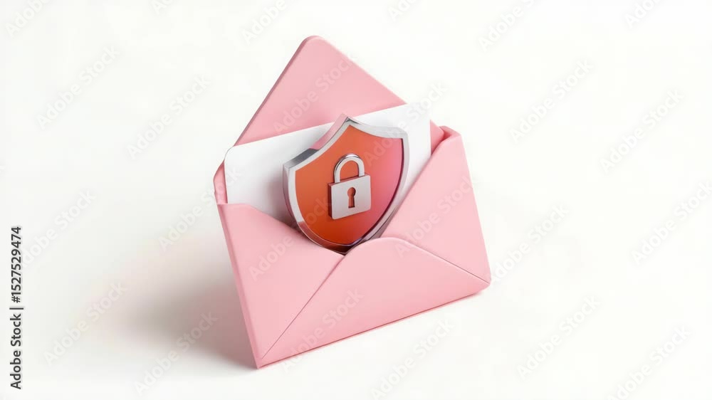 Poster vpn virtual private network cybersecurity concept, secure envelope with a padlock symbol inside.