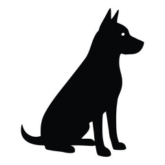 Black dog silhouette in a sitting pose, perfect for pet-related content, animal training, or canine-themed designs and veterinary clinics