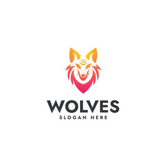 Modern Gradient Wolves Logo Design