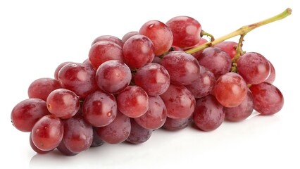 Fototapeta premium A hyper-realistic, ultra HD close-up of a luxury fruit, perfectly ripe Ruby Roman grape placed on a pure white background.