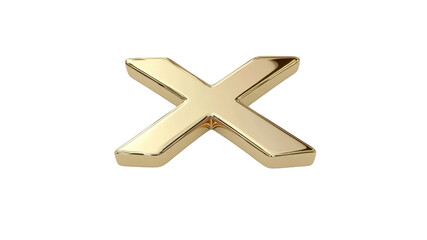 Obraz premium 3D Render of a Golden Letter X, Shiny Gold Cross Symbol