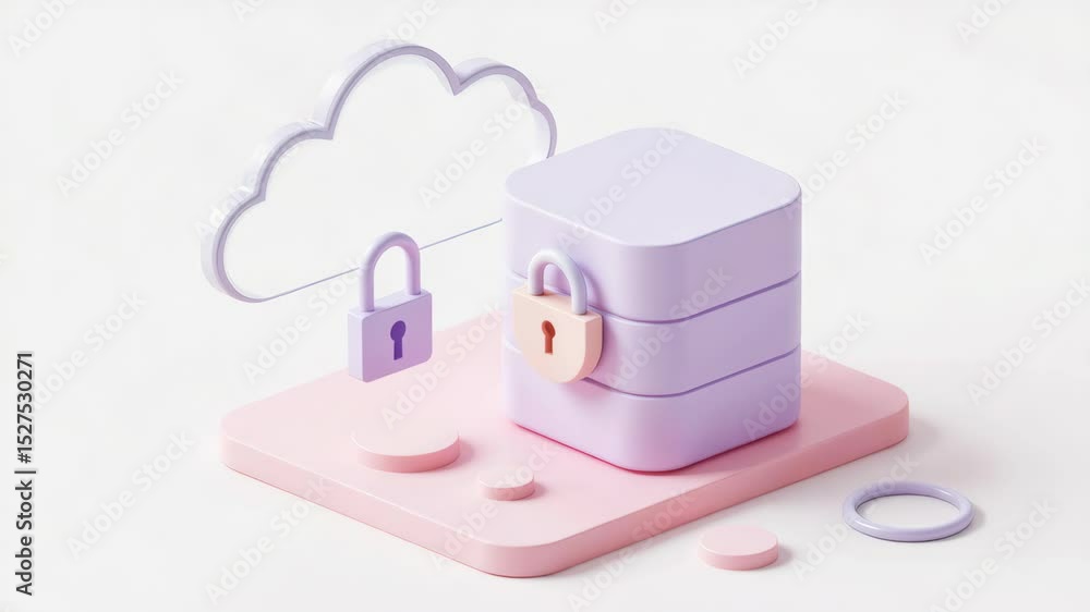Aufkleber vpn virtual private network cybersecurity concept, cloud data storage with a secure lock illustratio