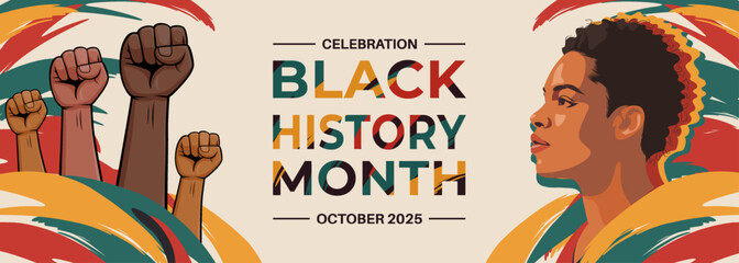 Black History Month Celebration Banner Featuring Unity and Empowerment Theme Art