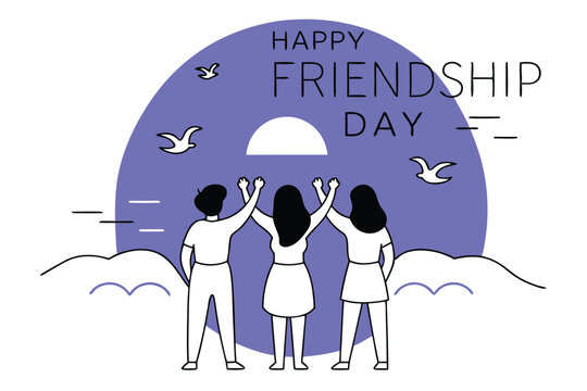 Stylized happy friendship day illustration featuring colorful design elements and celebratory theme