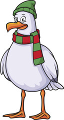 Seagull With Beanie And Scarf Vector Image