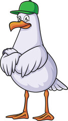 Seagull Wearing Cap Hat Vector Image