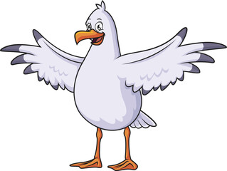 Excited Seagull Bird Vector Image