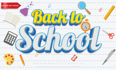 Editable text back to school 3d style text effect