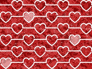 The seamless pixel red background with hearts.
